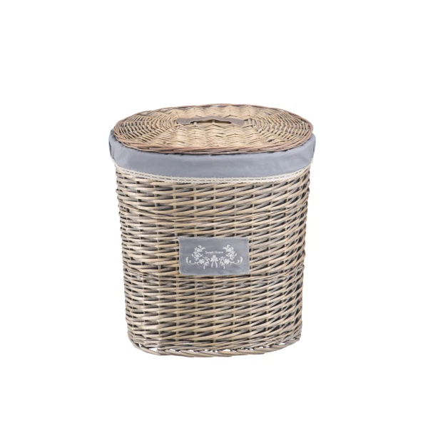 Фото Корзина бельевая 490*360*550 лен natural hause овальная серый ew-18 l