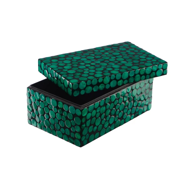 Фото Шкатулка 250*160*120 малахитовые кольца вещицы перламутровая vp-01