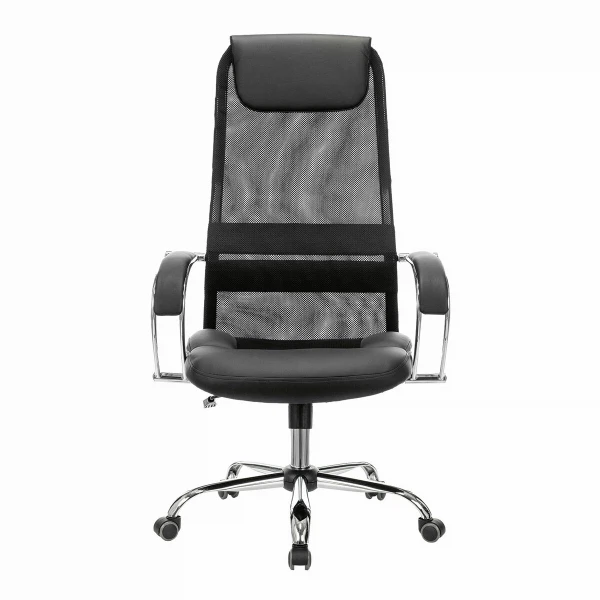 Фото Кресло офисное brabix premium stalker ex-608 ch, хром, ткань-сетка/кожзам, черное, 532091
