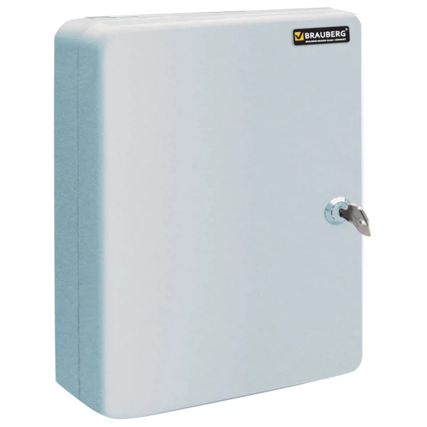 Фото Шкафчик (ключница) на 20 ключей brauberg, 200х160х80 мм, с замком, +20 брелоков, серый, 290337