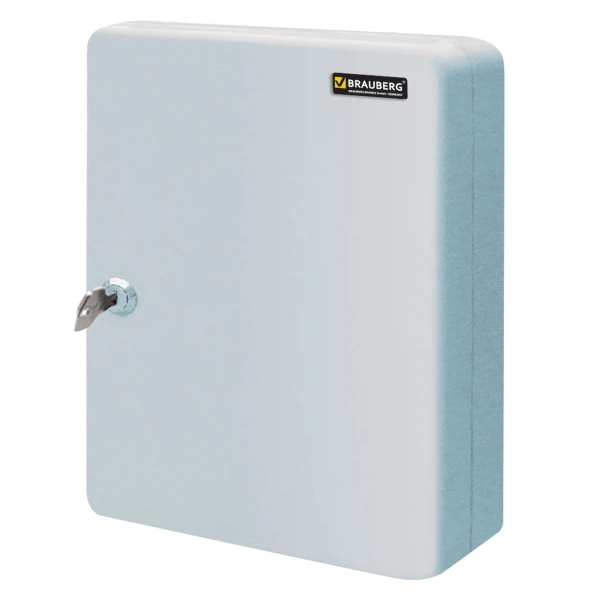 Фото Шкафчик (ключница) на 90 ключей brauberg, 300х240х80 мм, с замком, +90 брелоков, серый, 290339