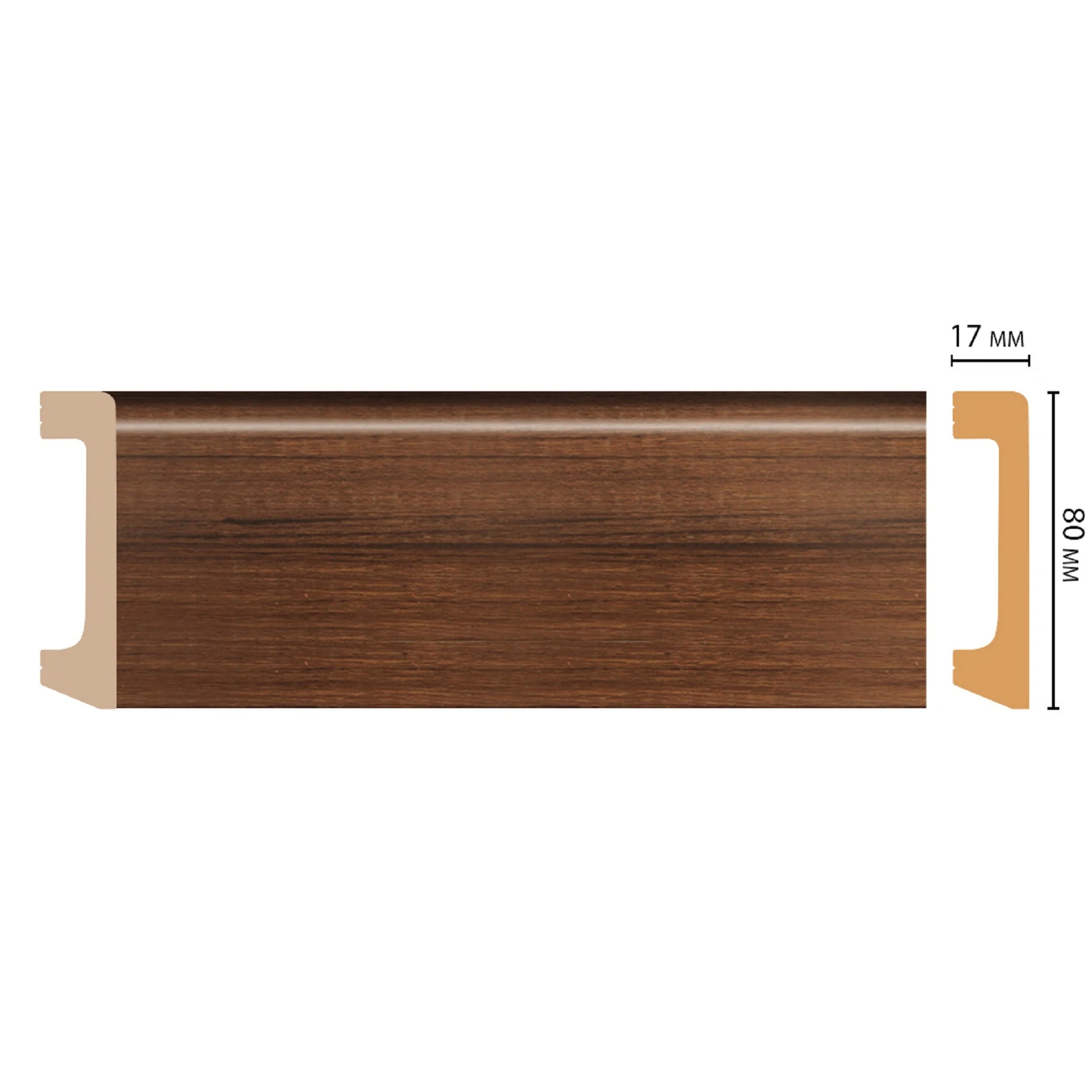 Изображение товара Плинтус напольный дюрополимер 80 мм D235-74 Decomaster Wood Line