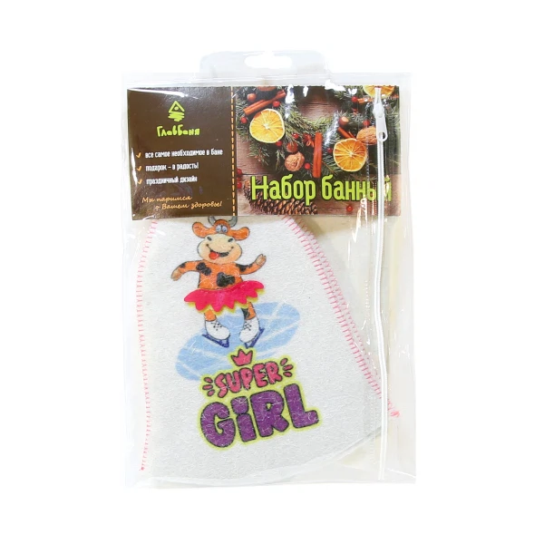 

набор д/бани подарочный "super girl" (шапка, коврик)б32357