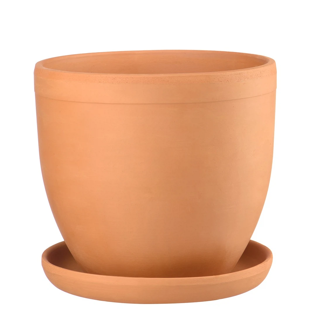 Изображение товара Керамический горшок с подставкой 2,5 л терракотовый для растений