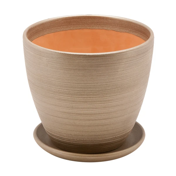 

керамический горшок с подставкой волна, 1,4л., д145 ш145 в130, бронзовый (матовый)