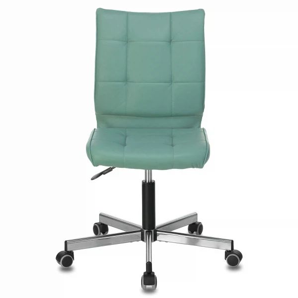 Фото Кресло brabix stream mg-314, без подлокотников, пятилучие серебристое, экокожа, серо-голубое,532079