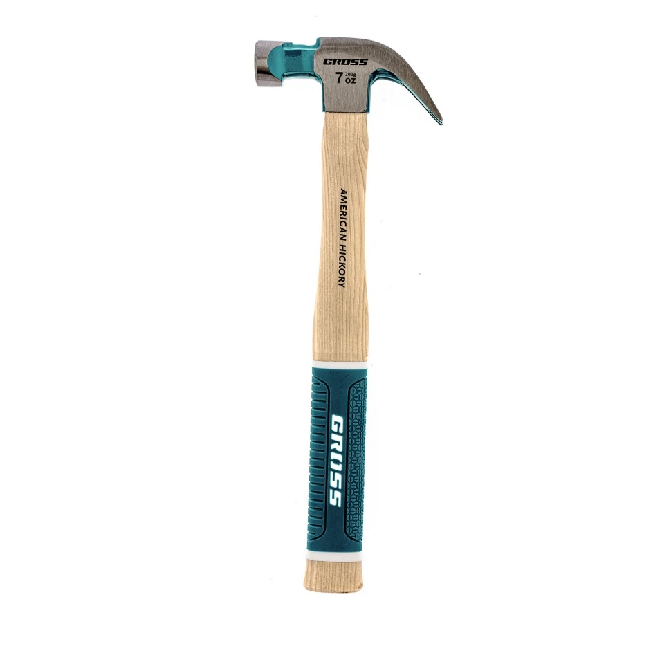 Изображение товара Молоток-гвоздодер GROSS "American hickory" 200г, угол 45, магнит, обрезиненная рукоятка, 10414