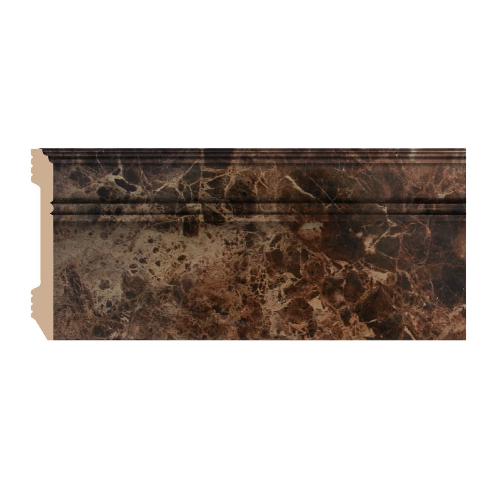 Изображение товара Дюрополимерный напольный плинтус Marble 107 мм, с кабель-каналом DECOMASTER