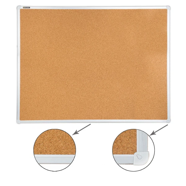 Доска пробковая для объявлений (90х120 см), алюминиевая рамка brauberg 236445