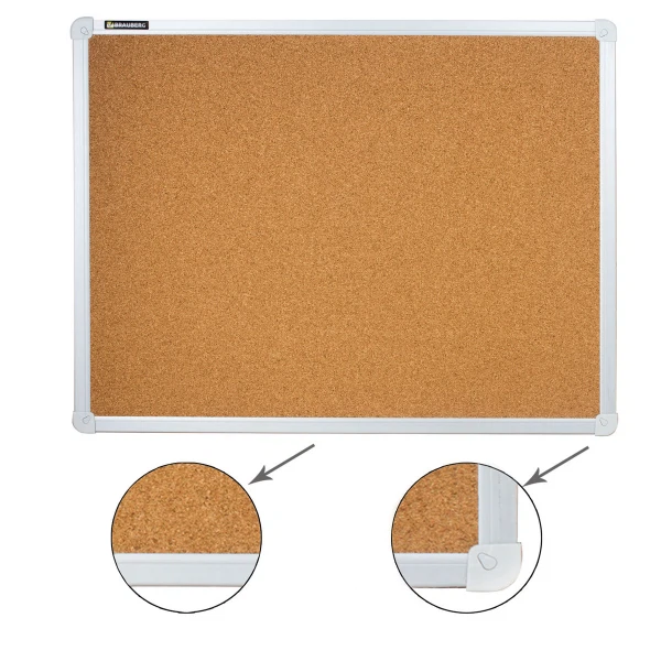 Доска пробковая для объявлений (45х60 см), алюминиевая рамка brauberg 231711