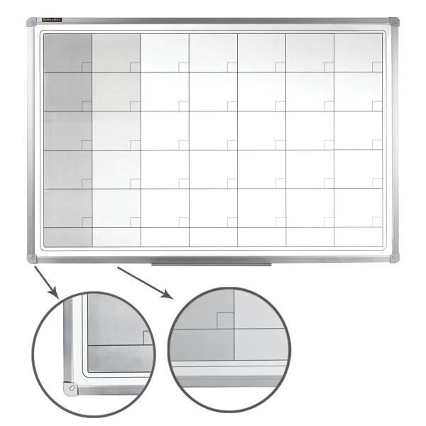 Фото Доска-планинг на месяц магнитно-маркерная (60х90 см), алюминиевая рамка brauberg 236863