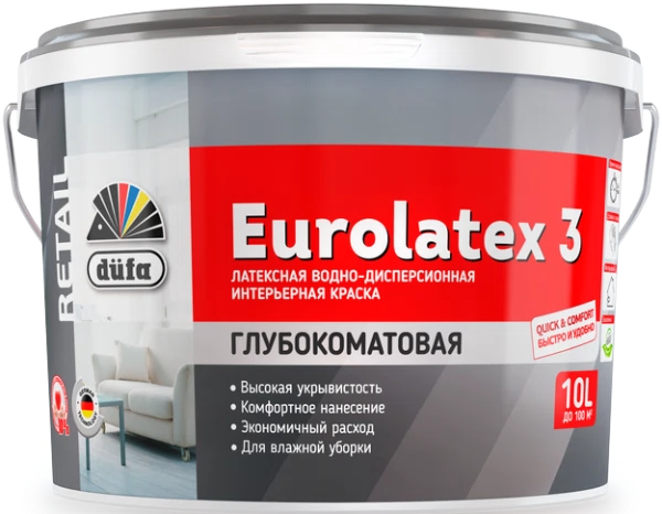 

краска dufa eurolatex 3 латексная интерьерная 10л