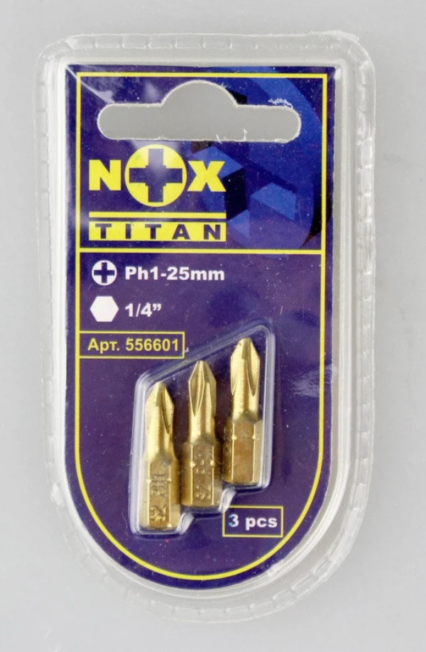 Бита ph2 25мм (3шт) nox titan 556602, код