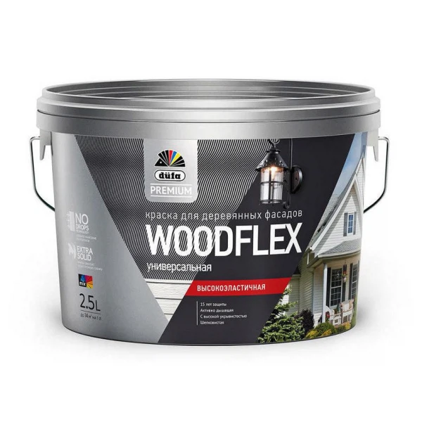 

краска dufa premium woodflex высокоэластичная для деревянных фасадов база a 2,5л, Белый