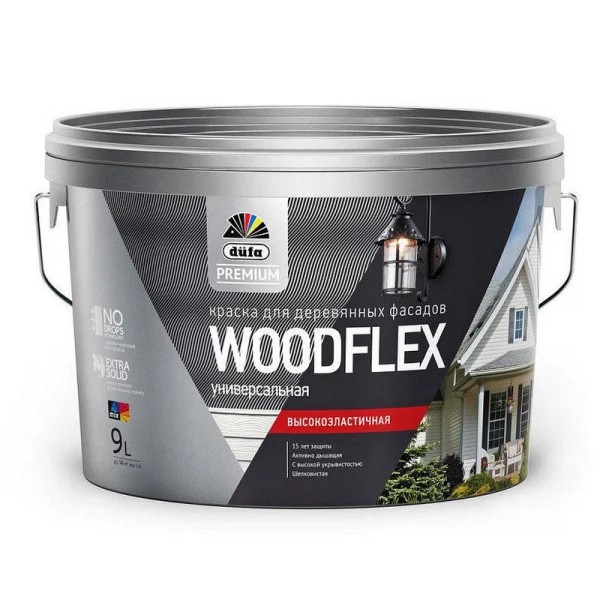 

краска dufa premium woodflex высокоэластичная для деревянных фасадов база a 9л, Белый