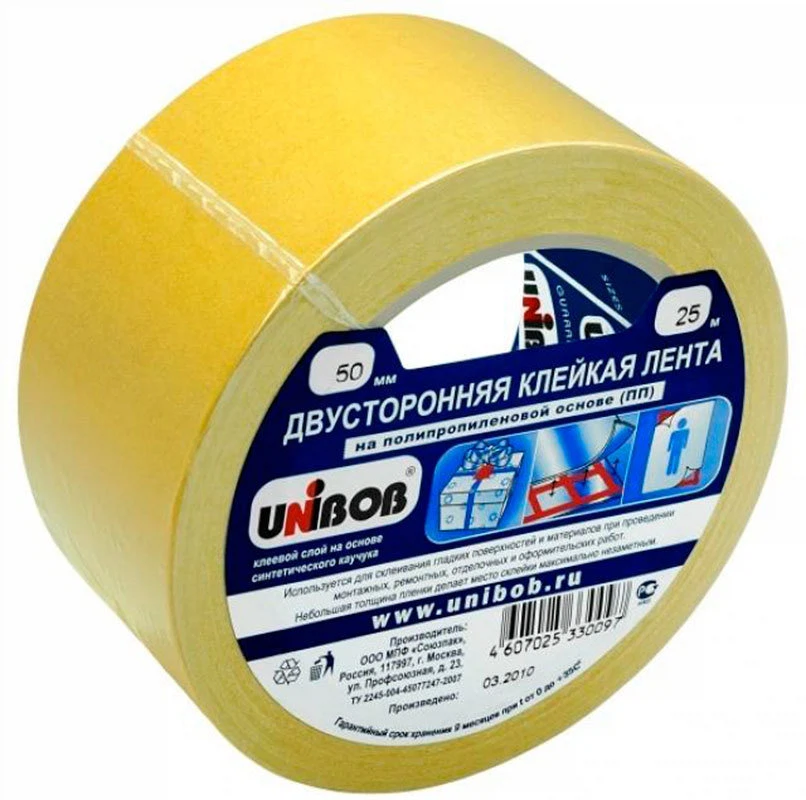 Изображение товара Лента двухсторонняя пленочная 50мм*10м UNIBOB