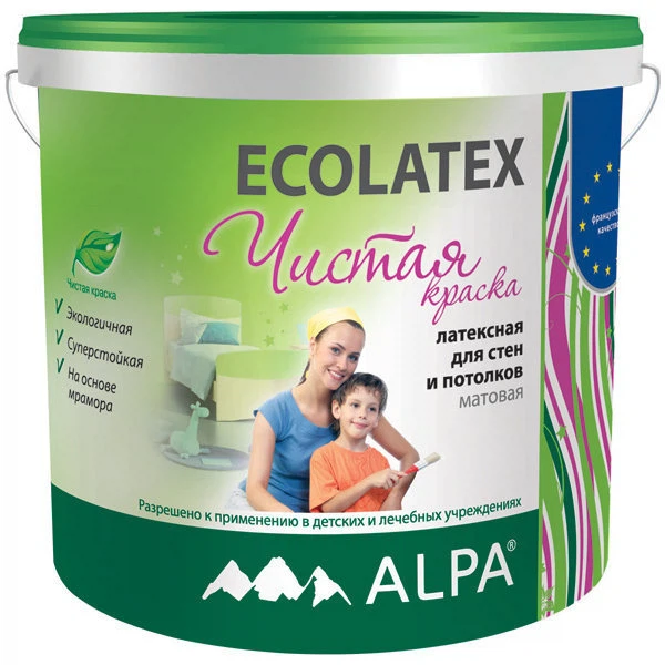 

краска акриловая ecolatex латексная высокоукрывающая, моющаяся 2л
