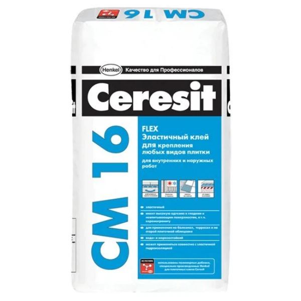 Клей для плитки эластичный ceresit cm 16