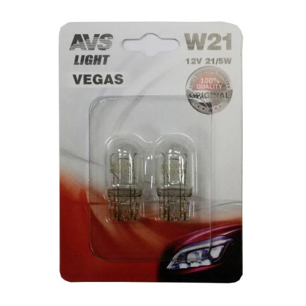 

лампа автомобильная avs vegas 12v. w21/5w 2шт (w3x16q) a78477s