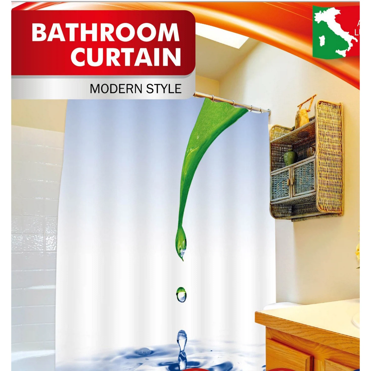 Изображение товара Шторка д/ванной Лист + набор колец PH13