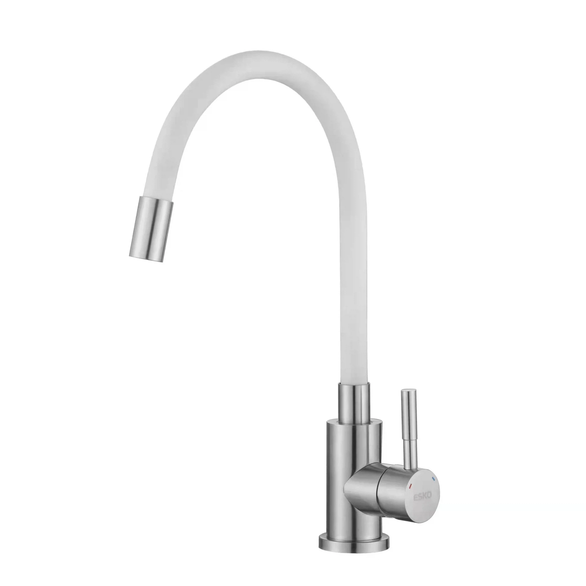 Изображение товара Рычажный кухонный смеситель Esko Snake K44 W из нержавеющей стали гибкий излив современный стиль