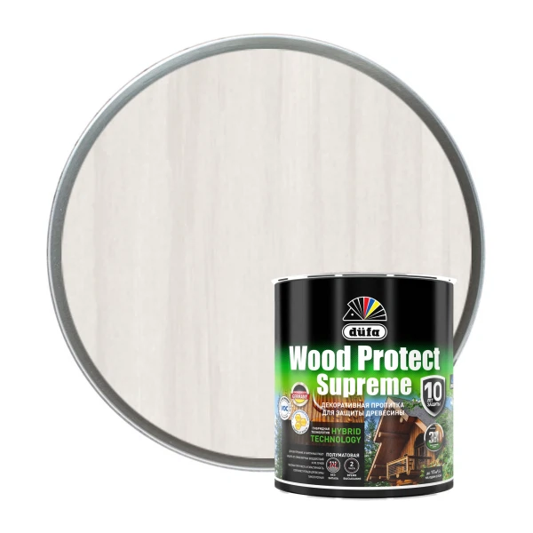 

"dufa" пропитка wood protect supreme, белая 0,75л, Белый