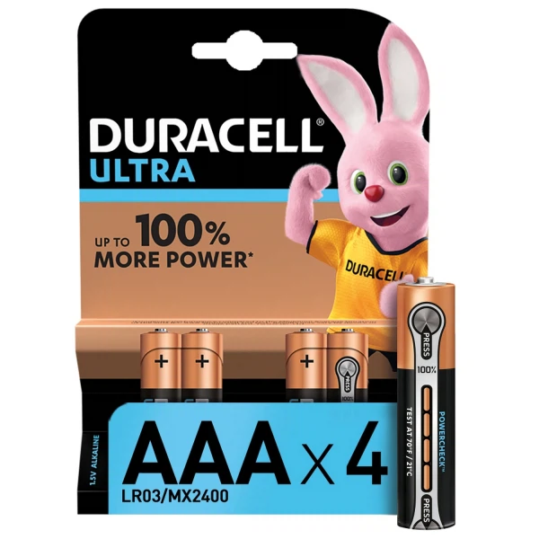 

батарейка алкалиновая ааа 4шт. duracell ultra power