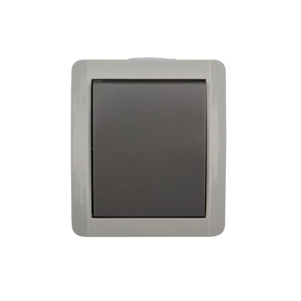 

выключатель (открытый, серый, 1 клавиша, ip54, без подсветки) kranz industrial, kr-78-0608, Серебрянный