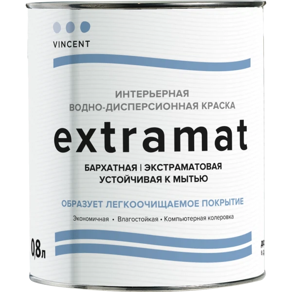 

краска vincent extramat бархатная для стен и потолков 0,8л