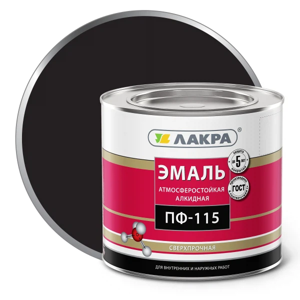 Эмаль пф-115 лакра черная 1,9кг, цвет черный