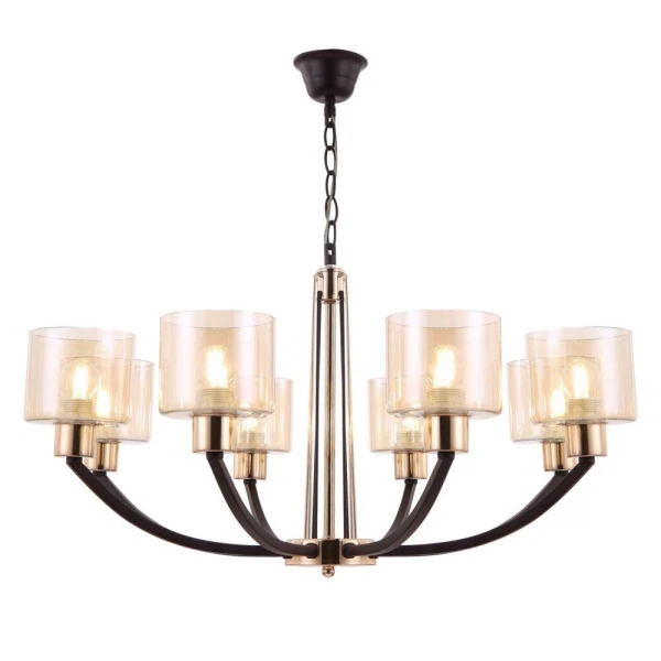 

люстра подвесная freya teodora fr5003pl-08b е27 8x60вт ip 20 черный/хром