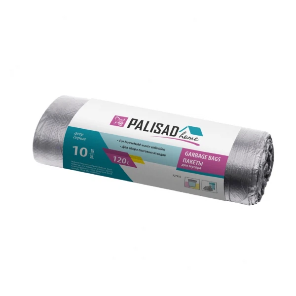 

пакеты для мусора 10шт*120л рalisad серые 927135