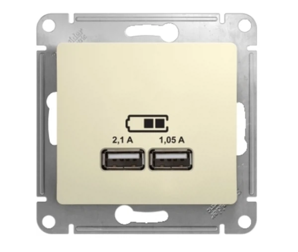 

розетка usb (бежевая, 2 поста) schneider electric glossa gsl000233