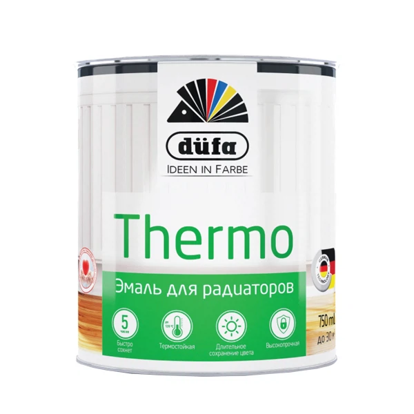 

эмаль dufa thermo для отопительных приборов белая 0,75л, Белый