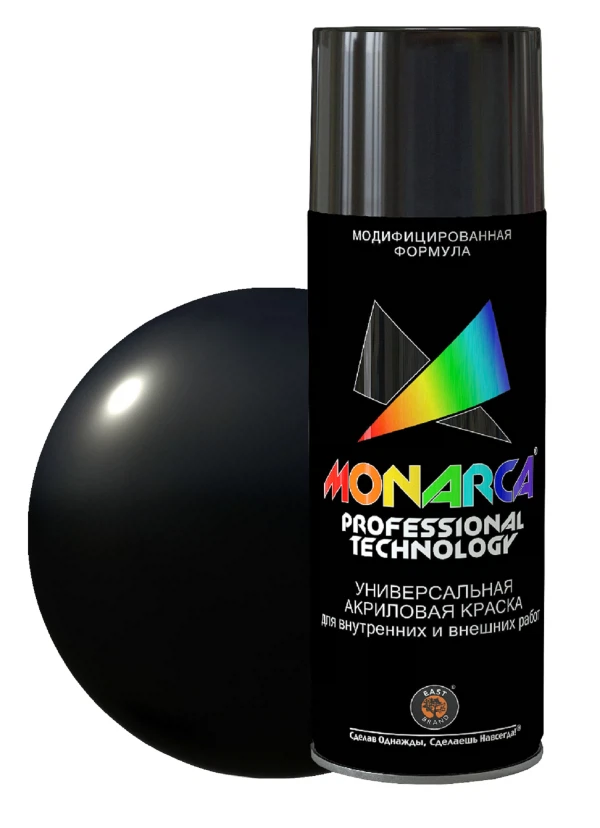 

эмаль аэрозоль monarca универсальная черный глянцевый 270г. ral 9005