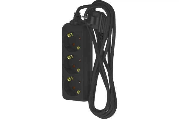 

удлинитель бытовой (5,0м, 3 гнезда, с/з, 16а, черный) фотон 16-53е