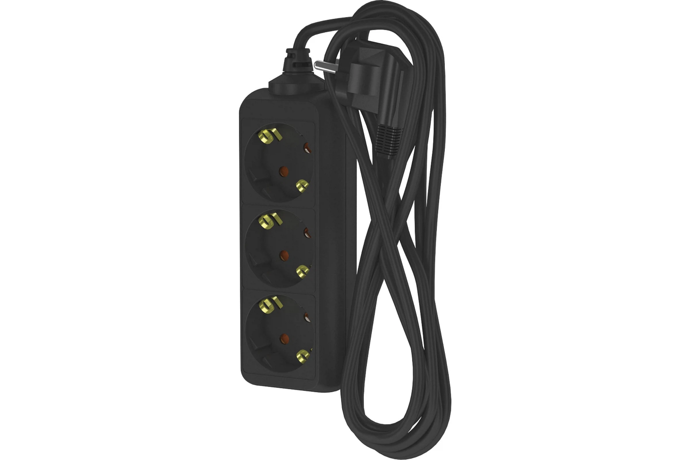 Изображение товара Удлинитель бытовой (5,0м, 3 гнезда, с/з, 16А, черный) ФОТОН 16-53Е