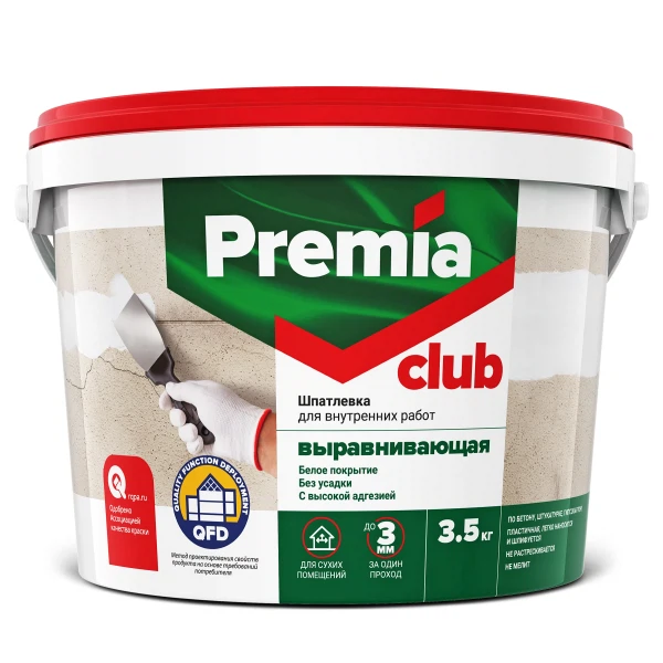 Шпатлевка premia club выравнивающая для внутренних