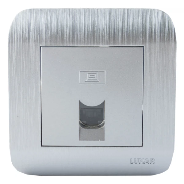 

розетка компьютерная rj-45 (серебро, 1 пост, с рамкой) luxar deco 10.045.03, Серебрянный