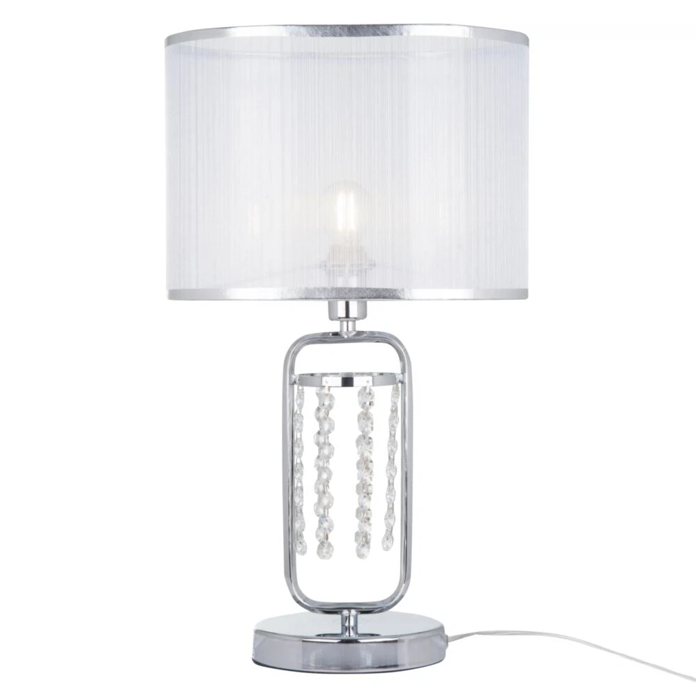 Изображение товара Настольная лампа Freya Elin FR5016TL-01CH стиль модерн серебряный текстильный абажур