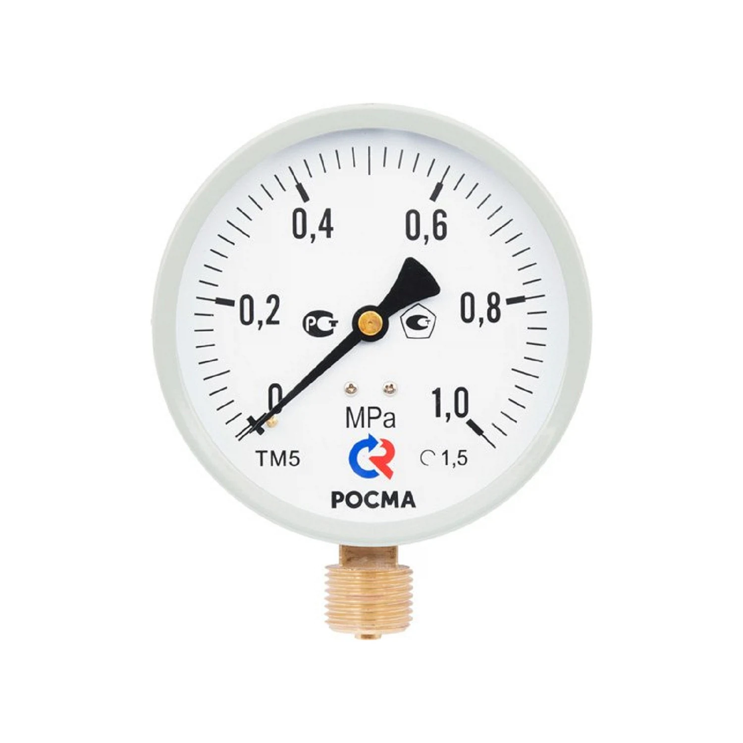 Изображение товара Манометр 100х1/2 6 бар ТМ-510Р Росма сталь латунь Нижнее подключение