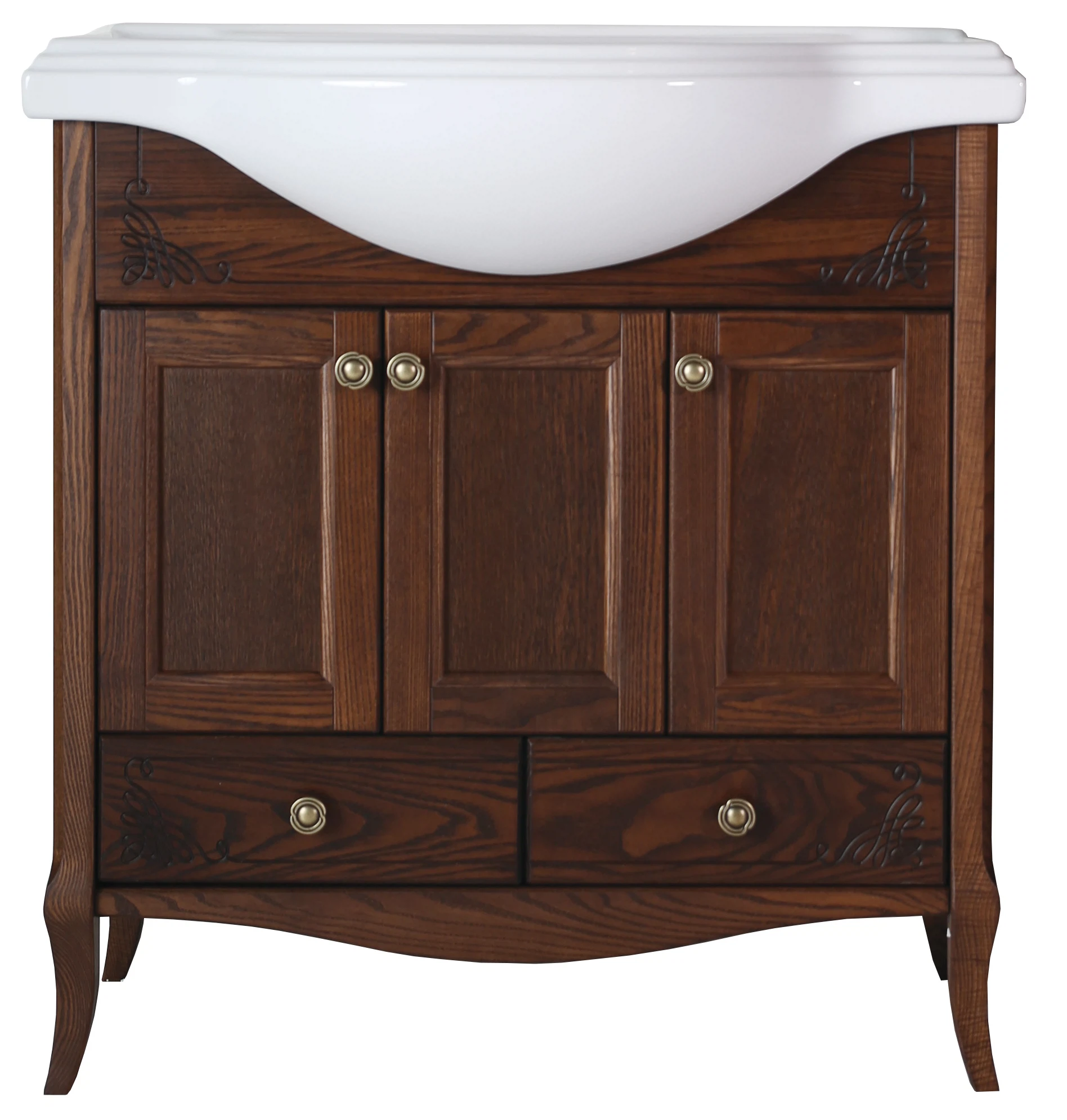 Изображение товара Тумба напольная с раковиной ASB-Woodline Салерно Антикварный Орех 80 см (9696)