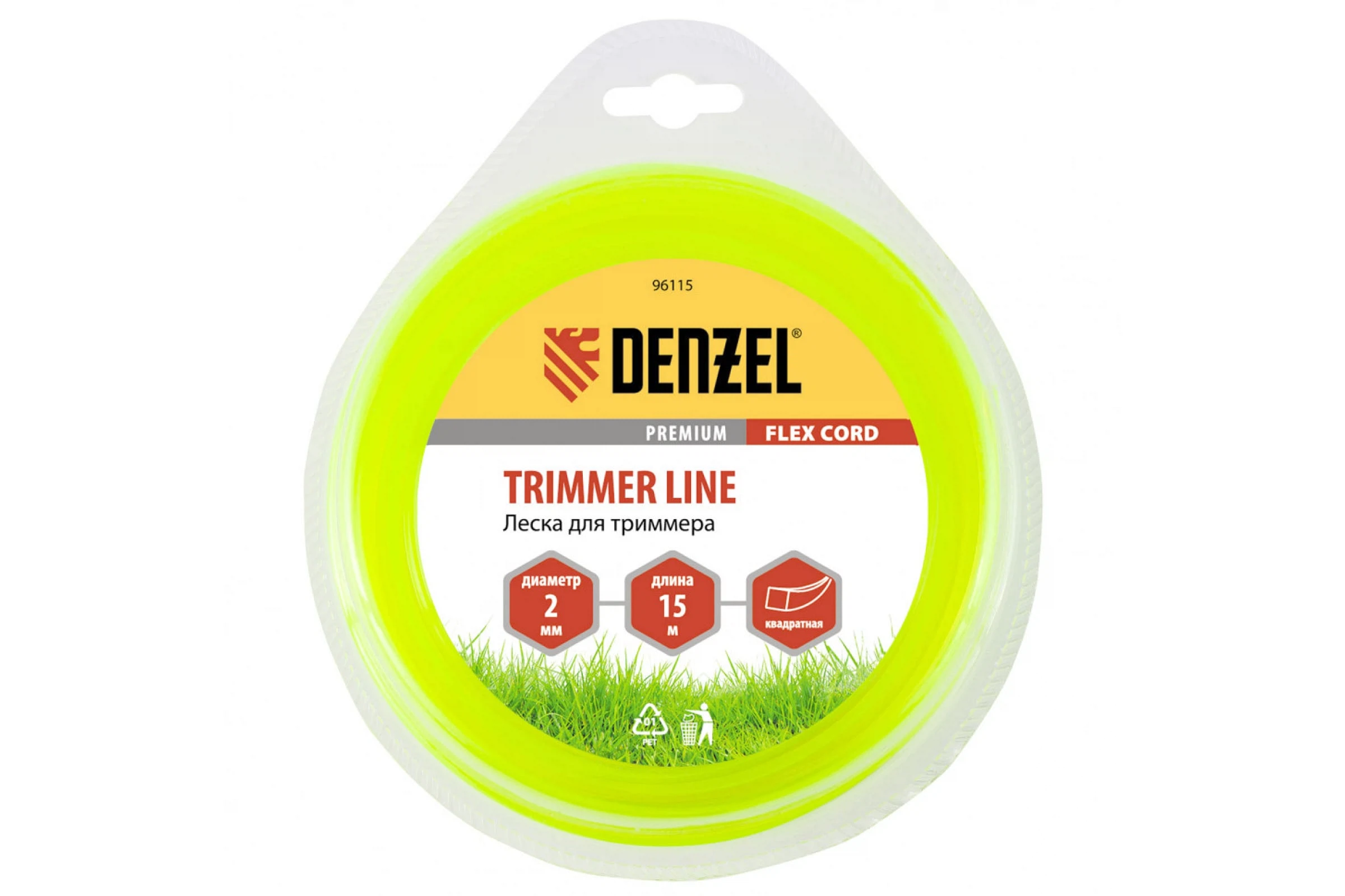 Изображение товара Леска для триммера 2,0 (15м) квадрат FLEX CORD DENZEL