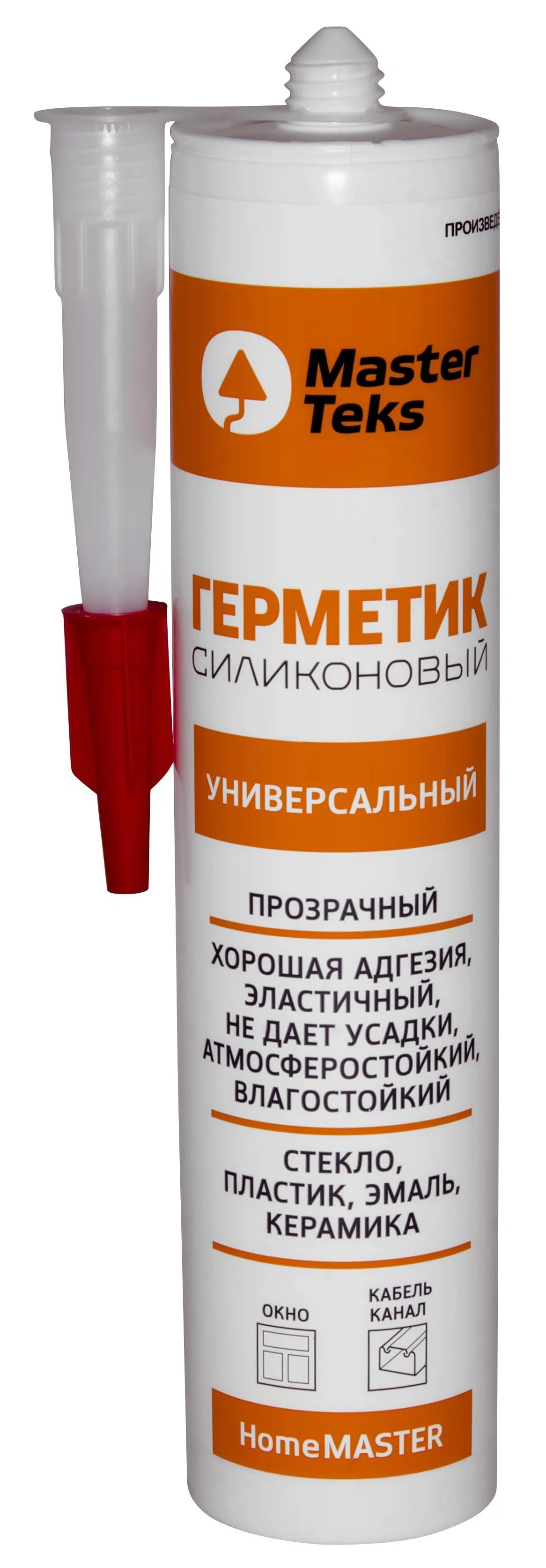 Изображение товара Герметик силиконовый MasterTeks для окон и стекол бесцветный, 260мл.