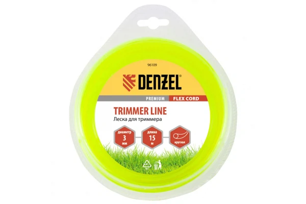 

леска для триммера 3,0 (15м) круглая flex cord, denzel 96109