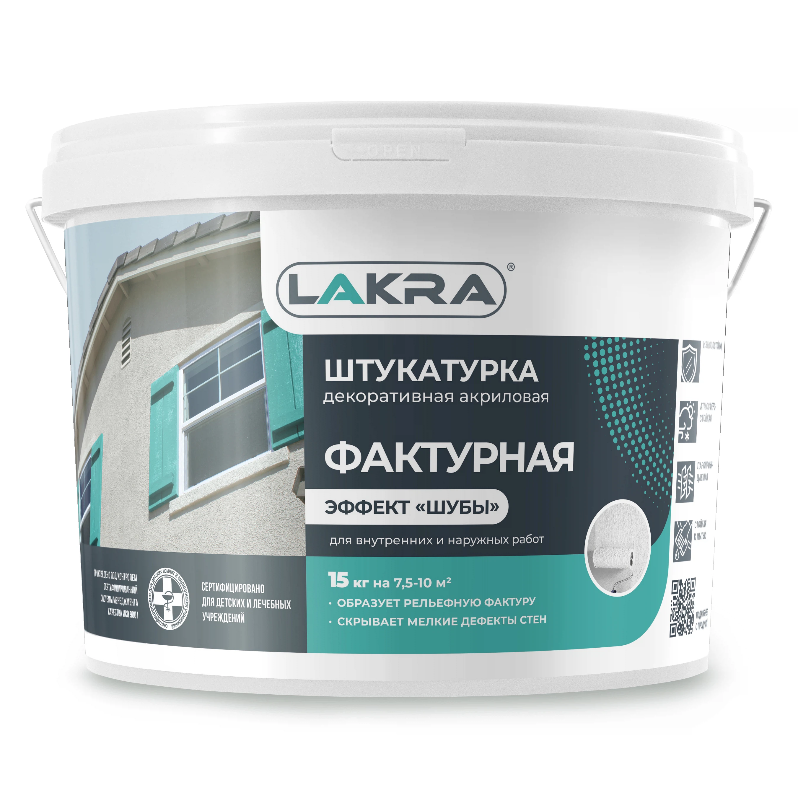 Изображение товара Штукатурка фактурная декоративная с эффектом шубы 15кг белый /Лакра/ Изображение товара Штукатурка фактурная декоративная с эффектом шубы 15кг белый /Лакра/