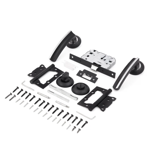 

комплект ручки+ замок с фиксатором slt черный 170-п а-75gr/pc
