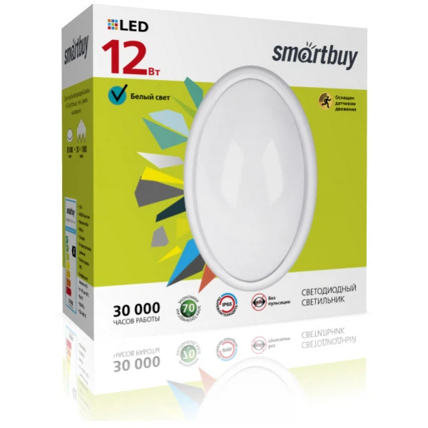

светильник светодиодный smartbuy 12w 4000к ip65 sbl-hpoval-12w-4k-sen