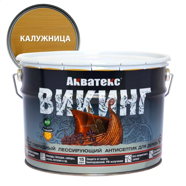 

антисептик акватекс викинг для дерева калужнаца 9л, Темно-желтый