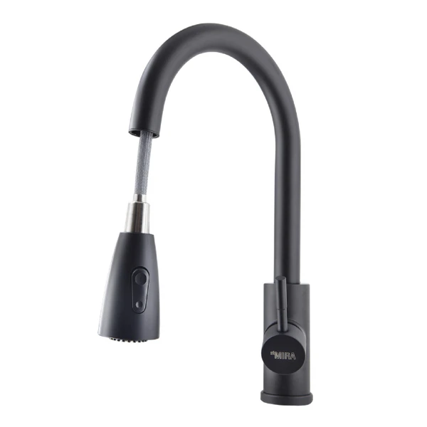 

смеситель для кухни однорычажный stmira 6092 (выдвижной излив), Черный